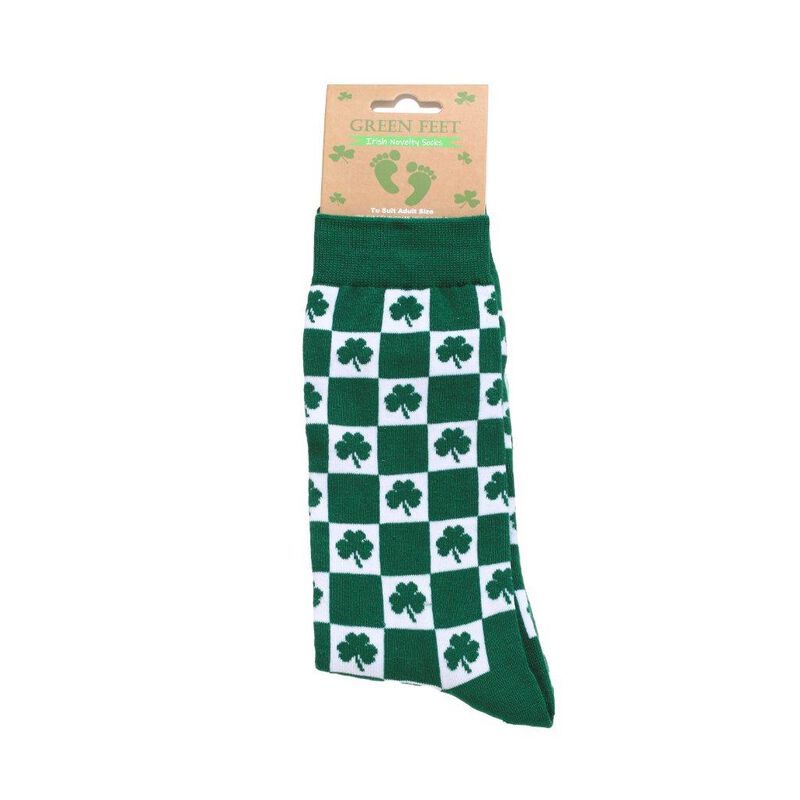 Chequered Shamrock Socks- Green